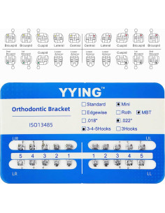 5 Paquetes de Brackets Metálicos Ortodónticos YYING Mini MBT 2