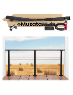 Muzata Kit Barandilla de Cable Negro 36cm Ajustable