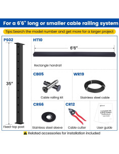 Muzata Kit Barandilla de Cable Negro 36cm Ajustable 2