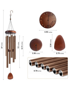 Campanas de Viento Bursvik 94 cm Aluminio Café Decoración Exterior 2