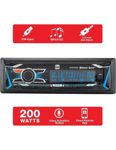 Estéreo de automóvil Dual XRM69RGB con Bluetooth y colores RGB