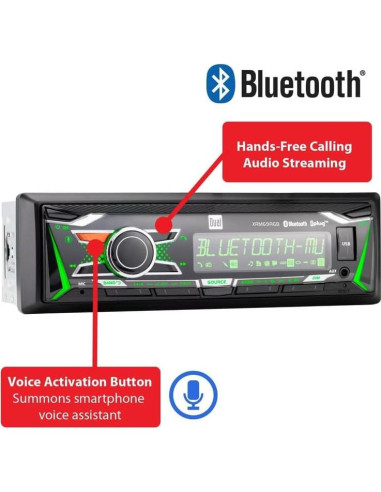 Estéreo de automóvil Dual XRM69RGB con Bluetooth y colores RGB