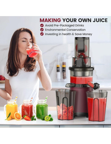 Exprimidor Masticador Aorda AR 200W Rojo para Frutas y Verduras