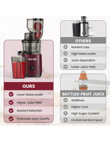 Exprimidor Masticador Aorda AR 200W Rojo para Frutas y Verduras