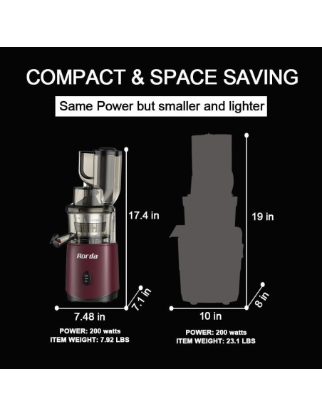 Exprimidor Masticador Aorda AR 200W Rojo para Frutas y Verduras