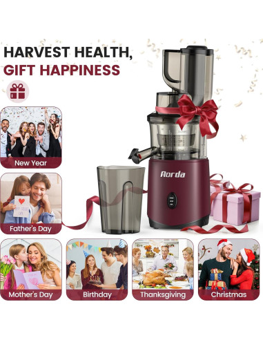 Exprimidor Masticador Aorda AR 200W Rojo para Frutas y Verduras