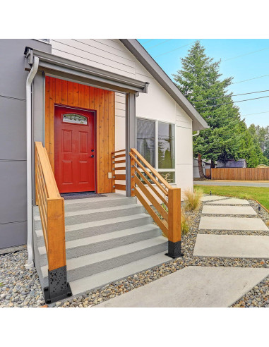 Base de Poste BeneLabel 2 Pcs Metal Negro para Barandilla