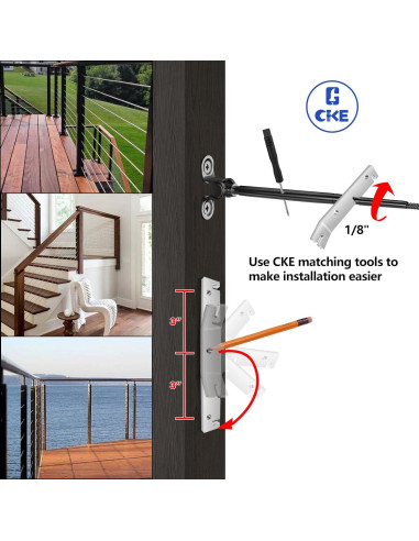 Kit de Barandilla de Cable CKE 10 Pares 1/8" Acero Inoxidable