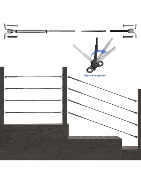 Kit de Barandilla de Cable CKE 10 Pares 1/8" Acero Inoxidable