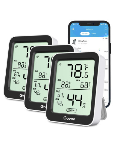 Higrómetro Termómetro Govee H5075 3 Paquete Bluetooth LCD