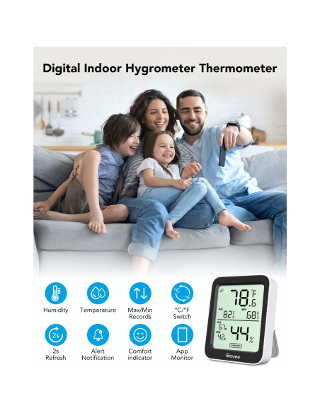 Higrómetro Termómetro Govee H5075 3 Paquete Bluetooth LCD