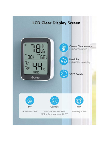 Higrómetro Termómetro Govee H5075 3 Paquete Bluetooth LCD