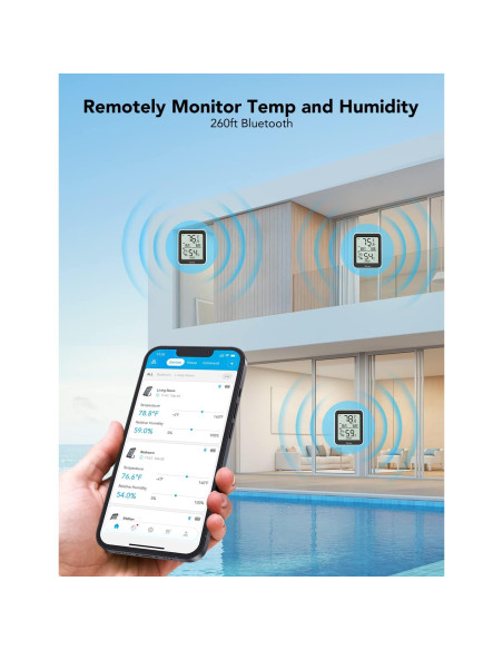 Higrómetro Termómetro Govee H5075 3 Paquete Bluetooth LCD