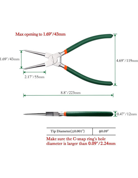 Alicates de Anillo de Snap SPEEDWOX 9" (22.3 cm) Precisión