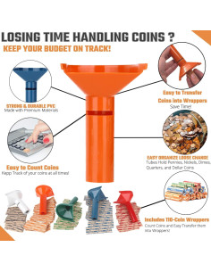 Juego de Tubos para Contar Monedas Budgetizer - 5 Tubos + 110 Envolturas 2