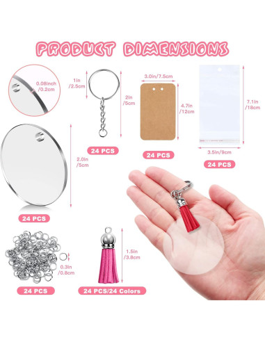 Kit de Llaveros Acrílicos en Blanco ZYNERY 144 Pcs