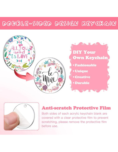 Kit de Llaveros Acrílicos en Blanco ZYNERY 144 Pcs