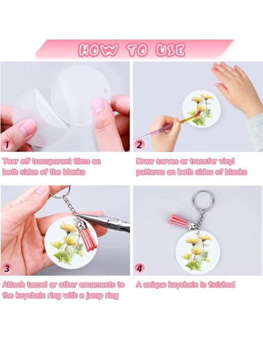 Kit de Llaveros Acrílicos en Blanco ZYNERY 144 Pcs