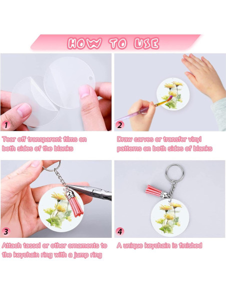 Kit de Llaveros Acrílicos en Blanco ZYNERY 144 Pcs