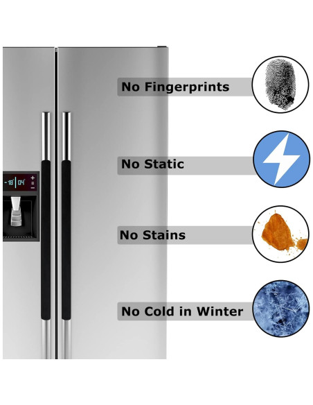 Cubiertas de Mango de Puerta de Refrigerador Daixers 3 Unidades Terciopelo Negro
