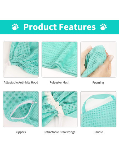 Bolsa de Baño para Gatos YLONG Verde Anti-Rasguños 55.88cm