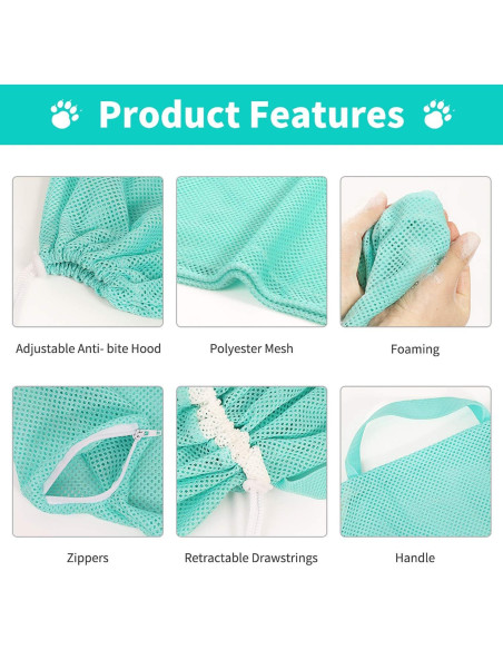 Bolsa de Baño para Gatos YLONG Verde Anti-Rasguños 55.88cm