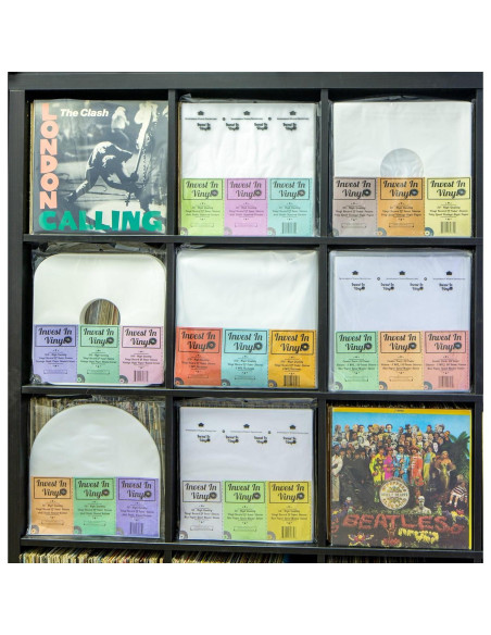 100 Fundas Internas de Vinilo LP Invest In Vinyl 12" Marfil 80 GSM
