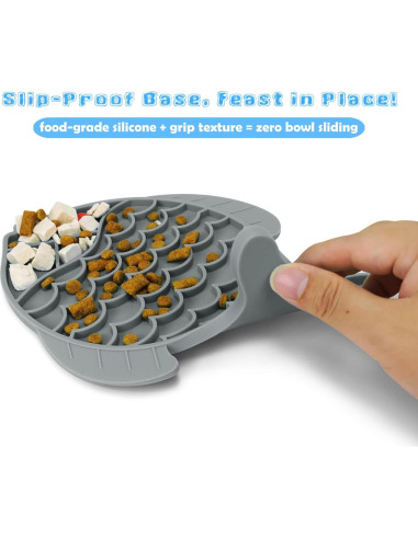 2 Comederos Lentos para Gatos Tekcoo, Silicona Antideslizante