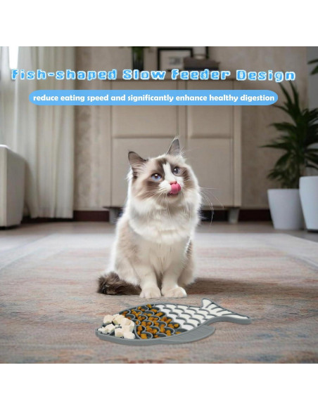 2 Comederos Lentos para Gatos Tekcoo, Silicona Antideslizante