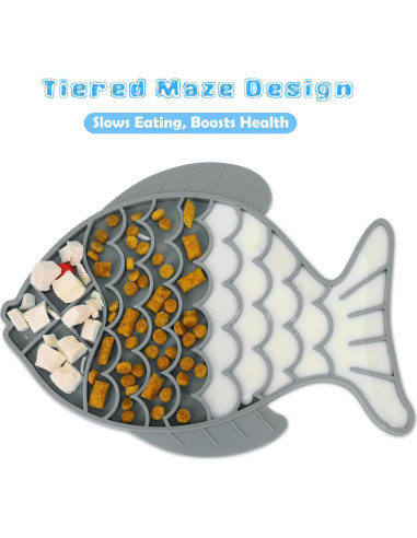 2 Comederos Lentos para Gatos Tekcoo, Silicona Antideslizante