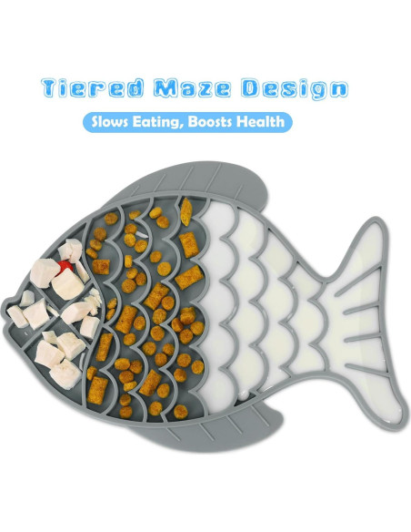 2 Comederos Lentos para Gatos Tekcoo, Silicona Antideslizante