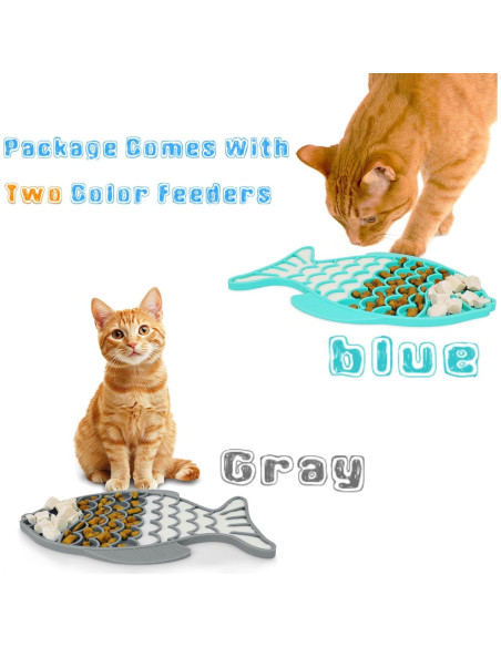 2 Comederos Lentos para Gatos Tekcoo, Silicona Antideslizante