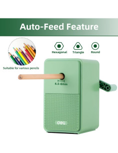 Afilador de Lápices Manual Deli Verde con Punta Ajustable 2