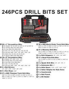 Juego de Brocas COMOWARE 246 Pcs Madera Metal y Accesorios 2