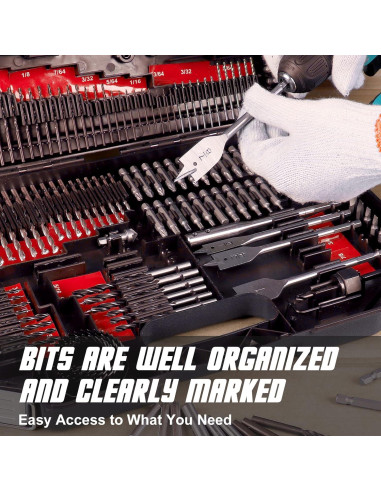 Juego de Brocas COMOWARE 246 Pcs Madera Metal y Accesorios