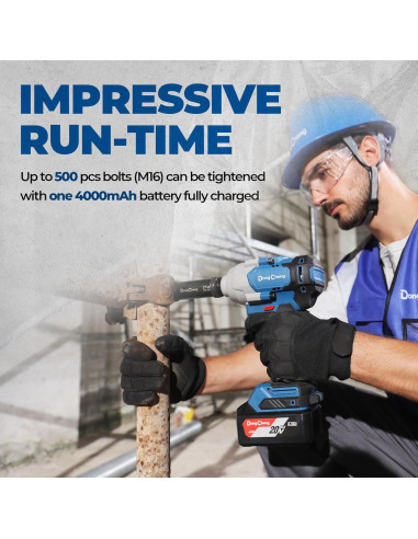 Llave de impacto Dong Cheng 20V 698 N.m 4 velocidades con 2 baterías