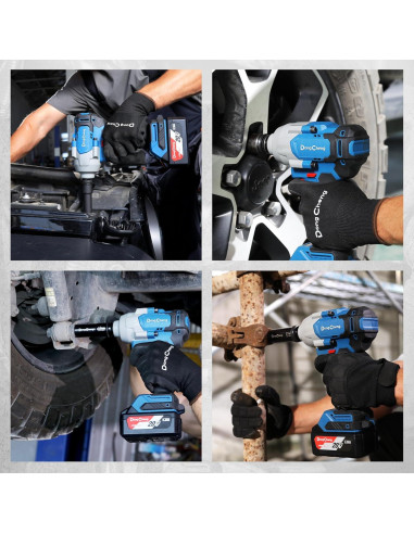 Llave de impacto Dong Cheng 20V 698 N.m 4 velocidades con 2 baterías