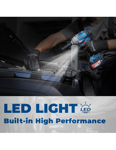 Llave de impacto Dong Cheng 20V 698 N.m 4 velocidades con 2 baterías