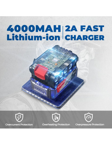 Llave de impacto Dong Cheng 20V 698 N.m 4 velocidades con 2 baterías