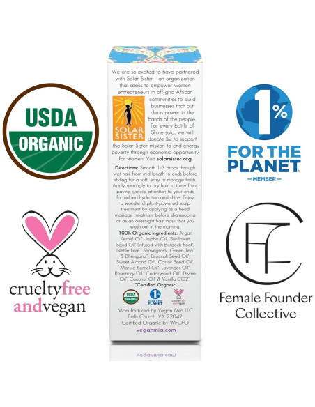 Aceite Capilar Orgánico Vegan Mia 90ml - Crecimiento y Brillo