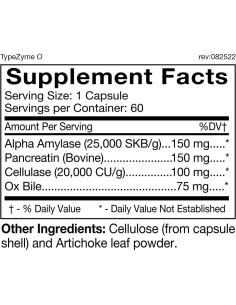 Suplemento Enzimático TypeZyme D'Adamo - Tipo de Sangre O 2