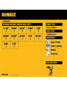Juego de Brocas DEWALT 14 Piezas Nitruro de Titanio 2