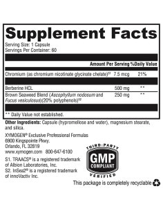 Suplemento de Berberina XYMOGEN 500mg - 60 Cápsulas Digestivas 2