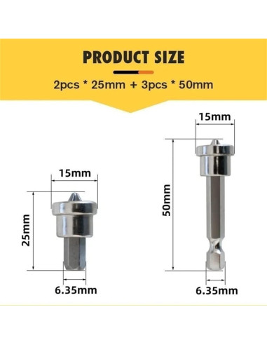 Juego de 5 Puntas Magnéticas PH2 Teursa 50 mm Yeso