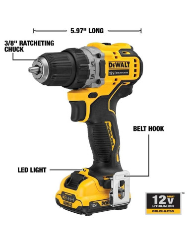 Taladro Atornillador DEWALT DCD701F2 12V Inalámbrico 3/8"