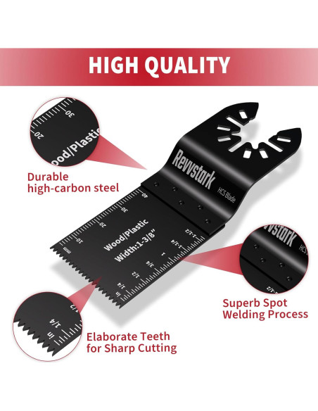 Juego de Cuchillas Oscilantes Revvstark 130 PCS para Madera/Metal