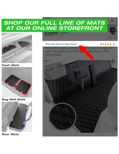 Alfombrilla de Goma Xtreme para Carro de Golf Yamaha DR2 - Todo Negro