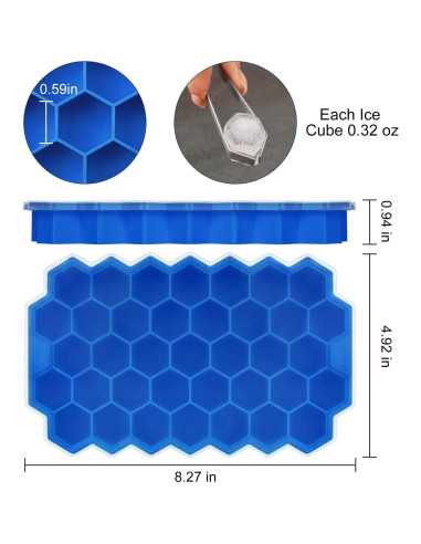 Bandeja de Hielo de Silicona BIDFUL 37 Rejillas Azul