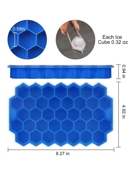 Bandeja de Hielo de Silicona BIDFUL 37 Rejillas Azul