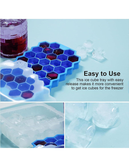 Bandeja de Hielo de Silicona BIDFUL 37 Rejillas Azul